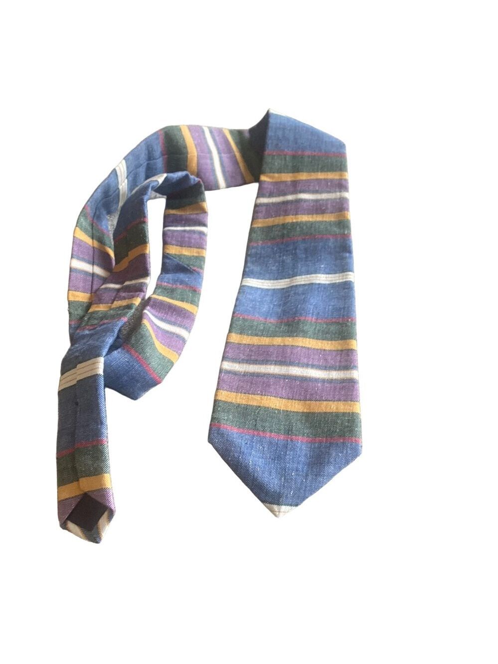 Rooster Vintage tie Multicolor Striped Cotton Tie | Made in USA